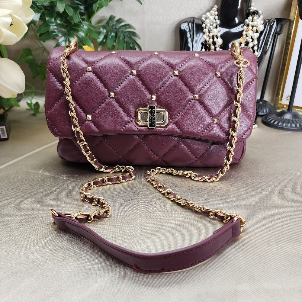 Badgley Mischka Medium Studded Quilted Shoulder Bag - Picture 5 of 13